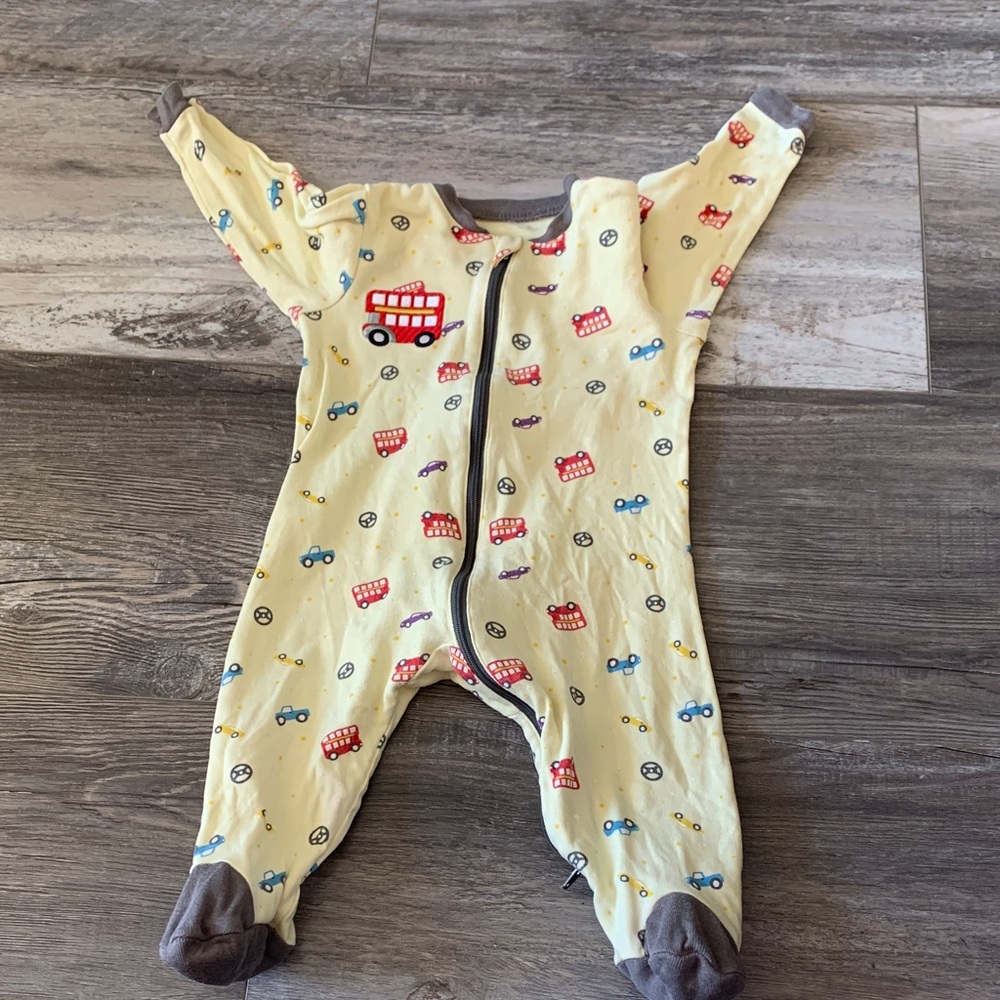 Tuffy Yellow Kids One Piece with Vehicle Print